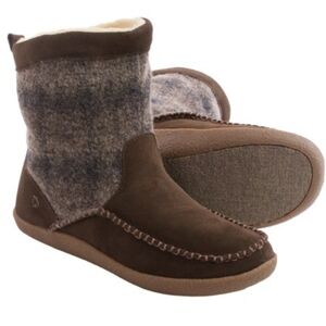 Acorn Crosslander Brown Suede Leather and Woollen Winter Boots Size 9